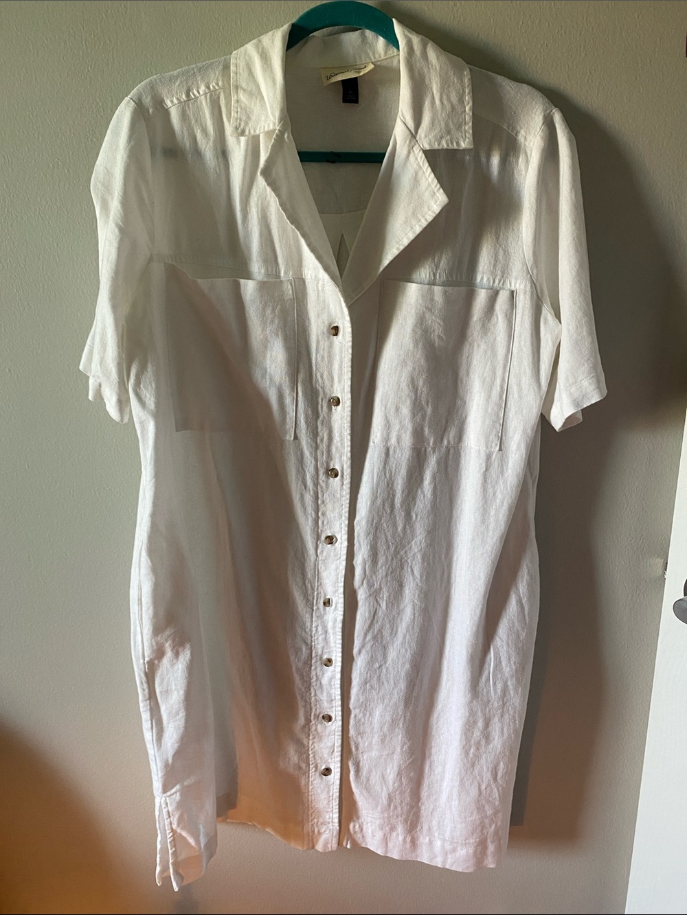Women's White Button-Front Shirt Dress